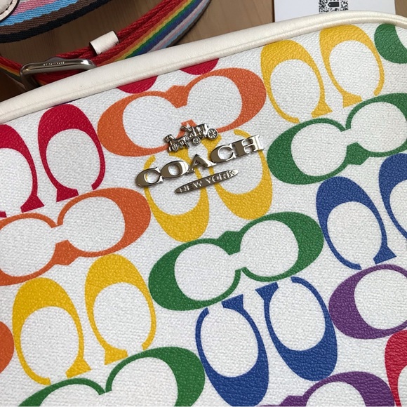 🌈 Coach Jamie Camera Bag In Rainbow Signature Canvas *Special Edition* - Picture 8 of 14
